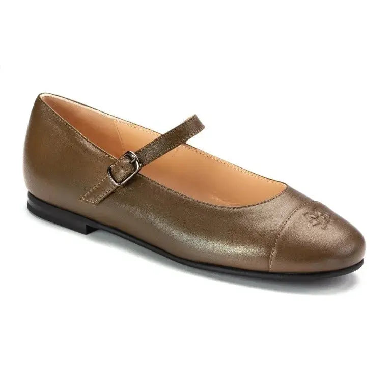 Carob soft leather strap for girl by London Kids - elegant and comfortable strap in carob color for dress occasions.