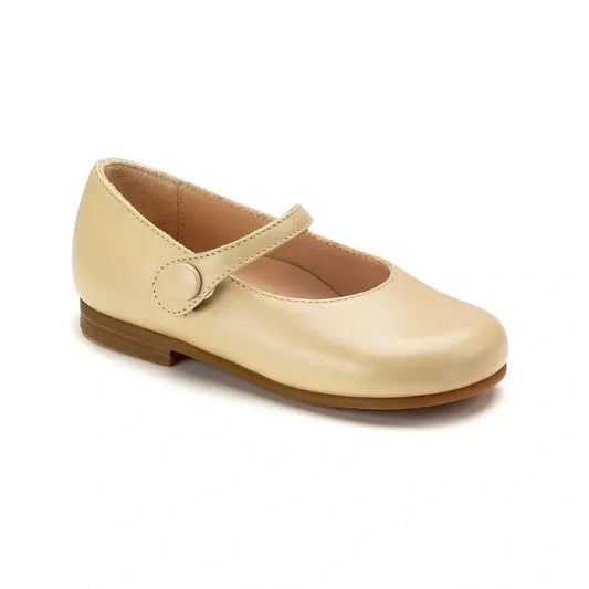 Beige soft leather Mary Jane shoes for toddlers and girls by London Kids