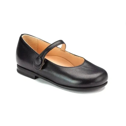 Black soft leather Mary Jane shoes for toddler girl by London Kids