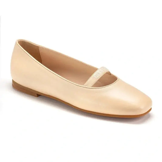 Cream soft leather flats for girls, teens, and women by London Kids.