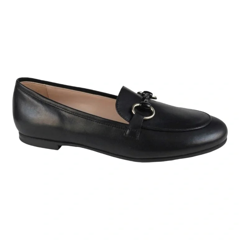 Black soft leather flat loafer by London Kids - versatile and stylish option for girls, teens, and women.