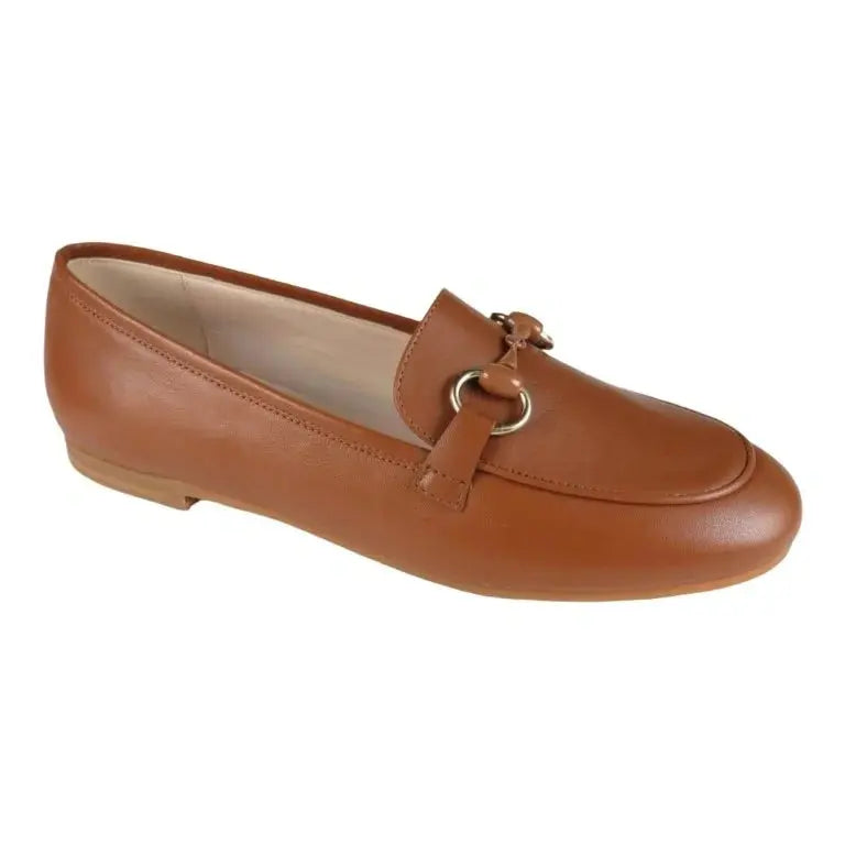 Stylish and comfortable Tan Soft Leather Flat Loafer for girls, teens, and women by London Kids.