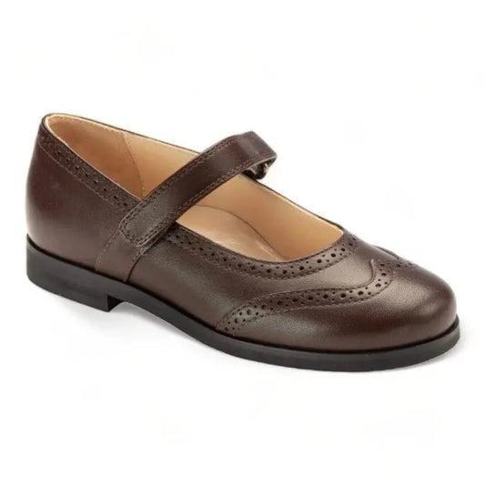 Brown soft leather Velcro shoes for girls by London Kids