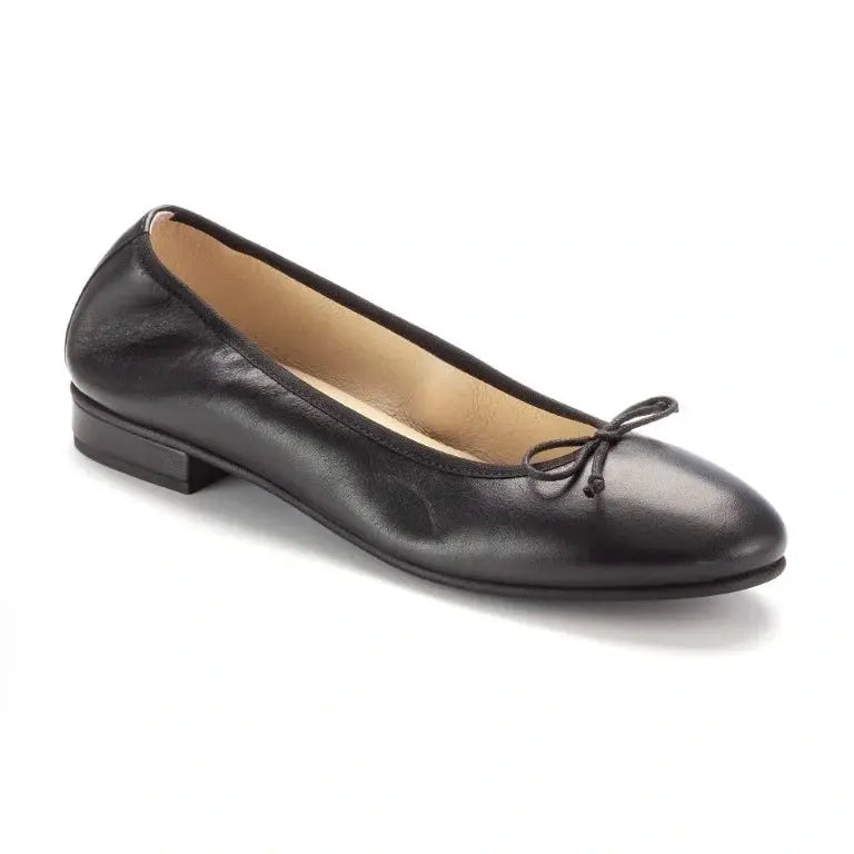 Black soft leather flats for teens and women by London Kids, crafted with premium materials