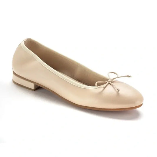 Cream Soft Leather Flats by London Kids in Cream Color