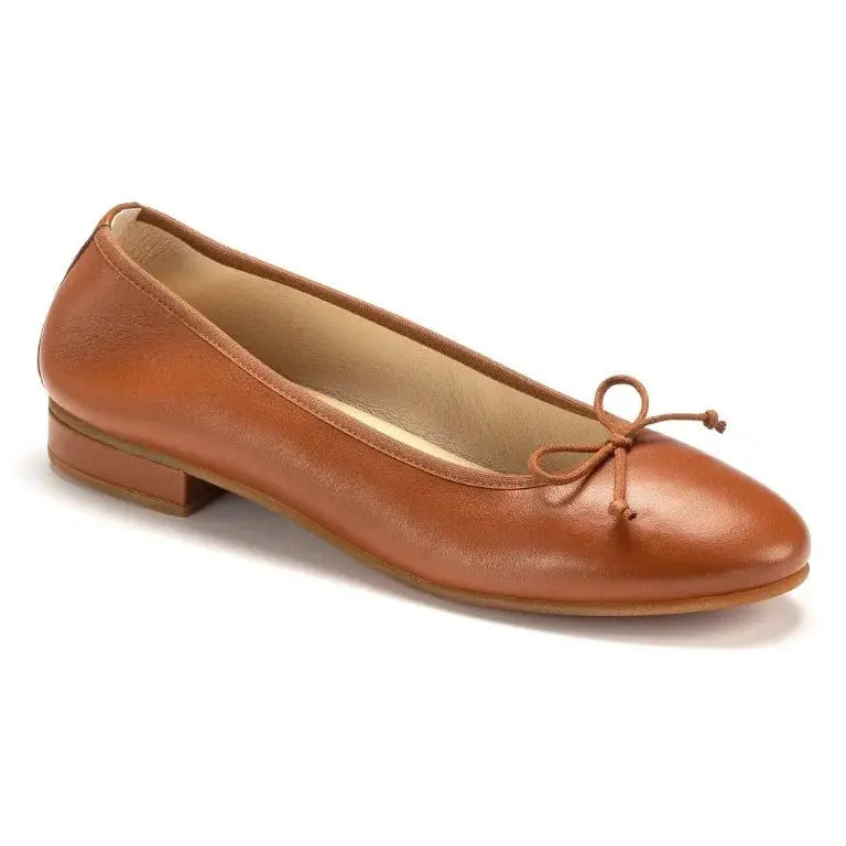 Tan soft leather flats by London Kids - women's flats in tan color made from soft leather