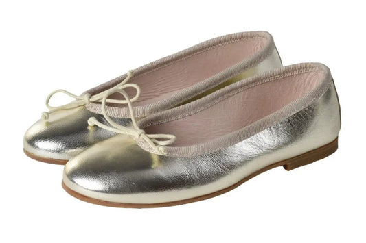 Gold soft leather flats for girls, teens, and women by Galluci - Bow Ballet Flat