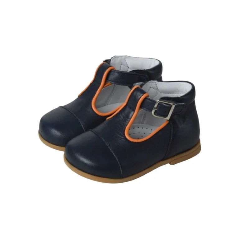 Navy soft leather strap toddler shoes by Beberlis - London Kids