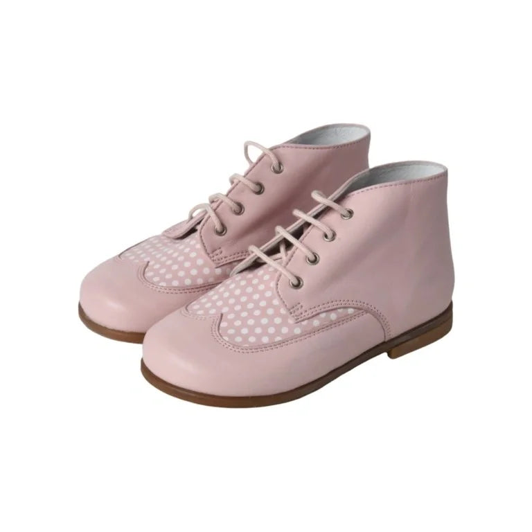 Pink soft leather lace toddler shoes by Beberlis - London Kids