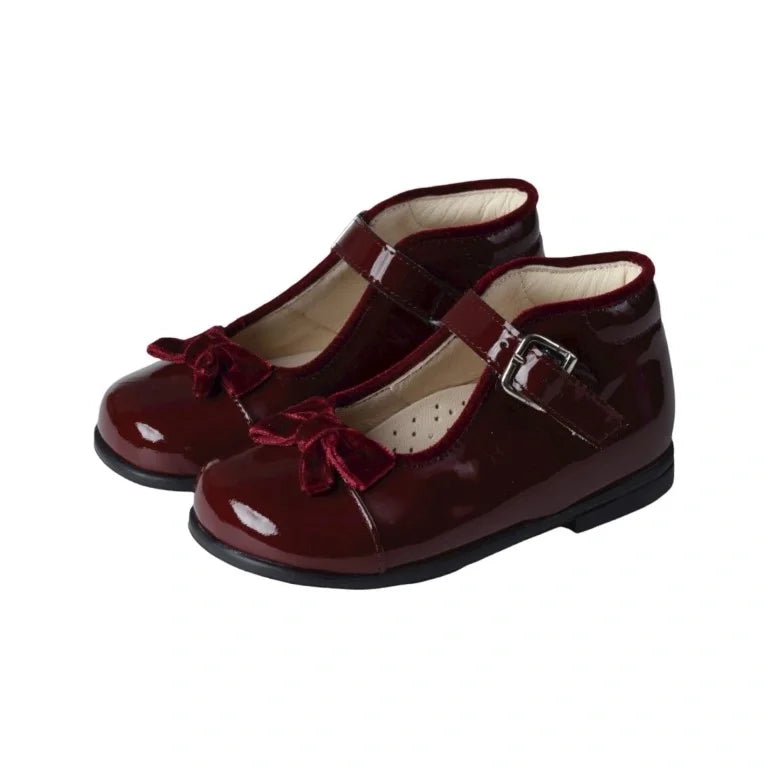 Bordo Patent Leather Strap Toddler Shoes by Beberlis