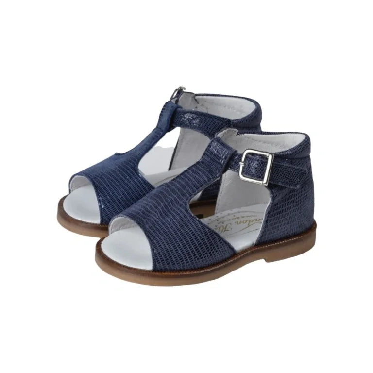 Navy soft leather strap toddler sandals by Beberlis in navy color