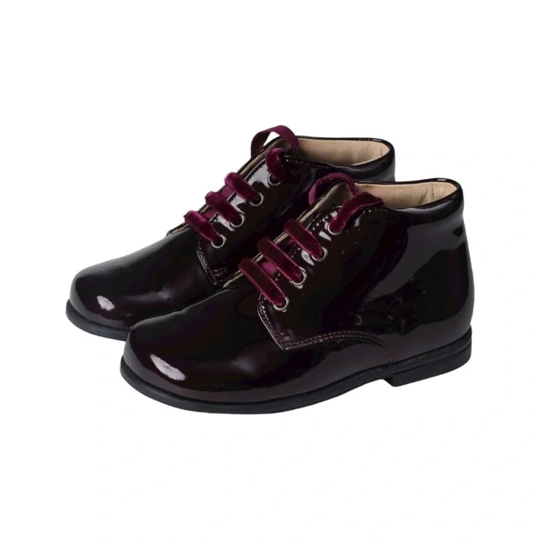 Bordo Patent Leather Lace Toddler Shoes by Beberlis - Trendy and Comfortable