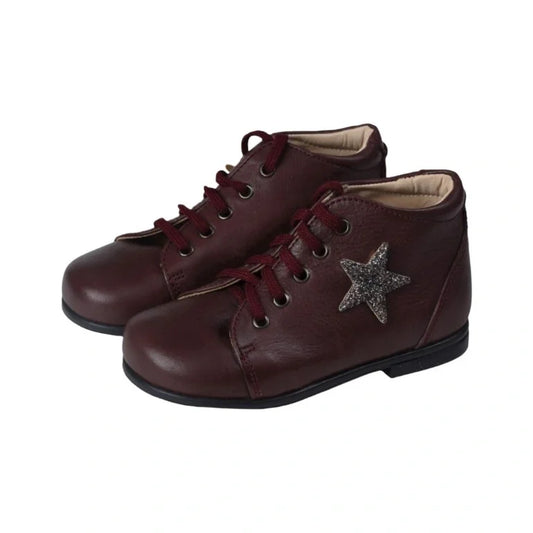 Bordo soft leather lace toddler shoes by Beberlis