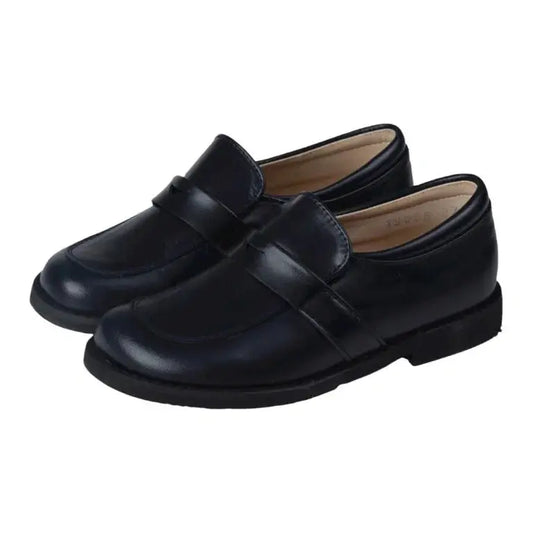 Navy soft leather slip-on shoes for boys by Beberlis, ideal for dressy occasions