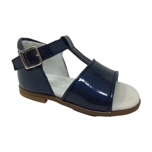 Navy patent leather strap toddler sandals by Beberlis