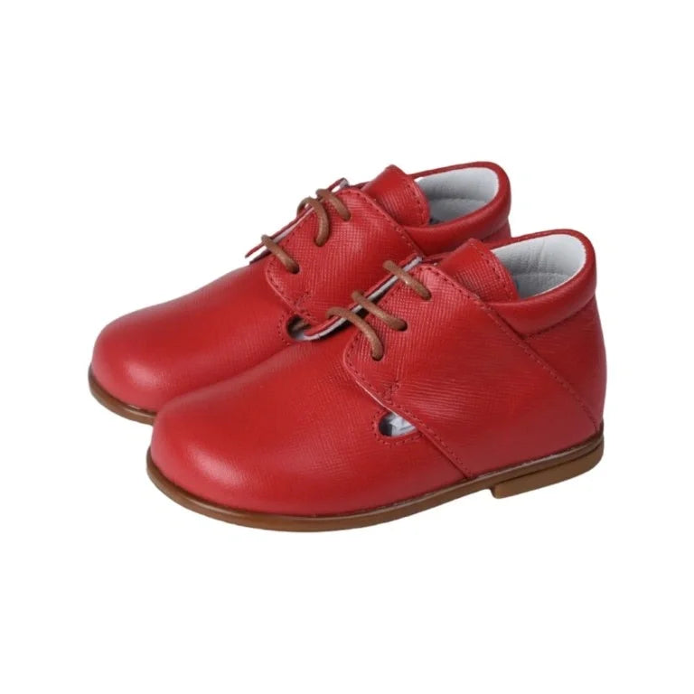 Red soft leather lace toddler shoes by Beberlis