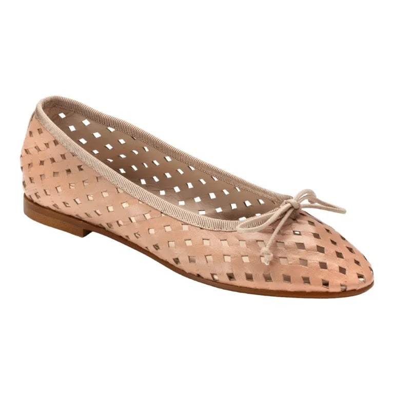 Nude soft leather flats by Beberlis - woven ballet flats for girls, teens, and women