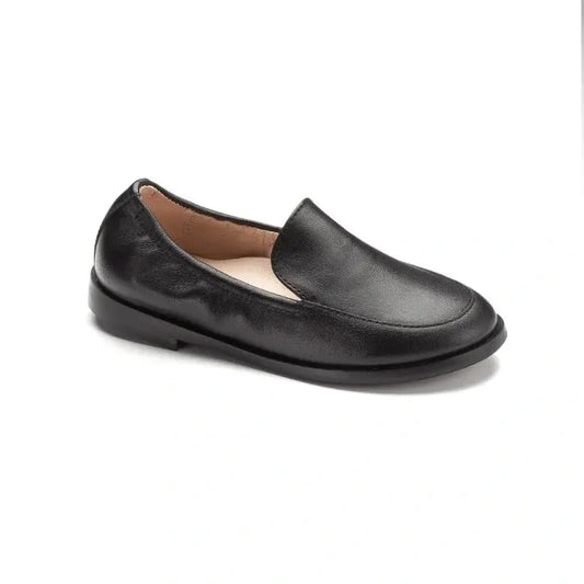 Black soft leather slip-on shoes for boys by Beberlis - comfortable and stylish