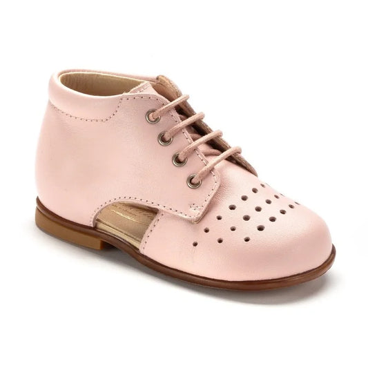 Blush soft leather lace toddler shoes by Beberlis