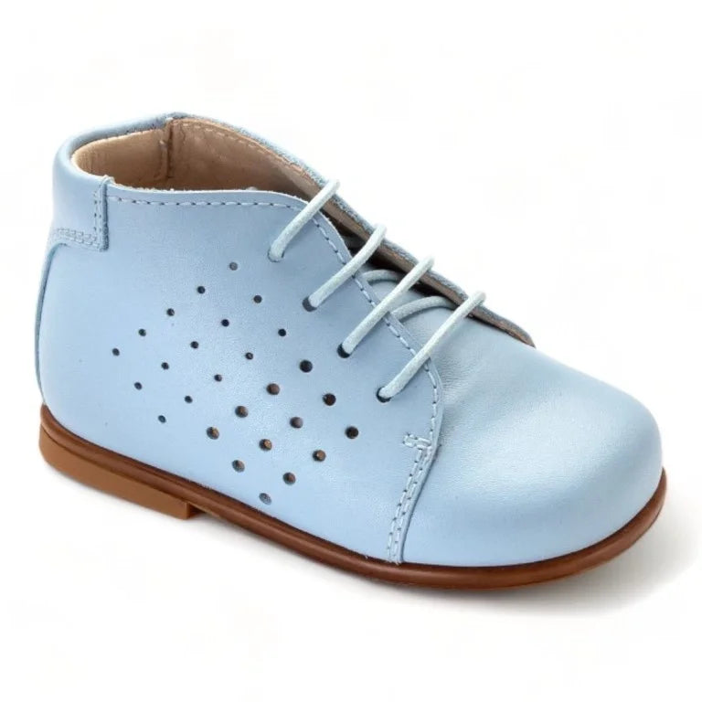 Blue soft leather lace shoes for toddlers by Beberlis