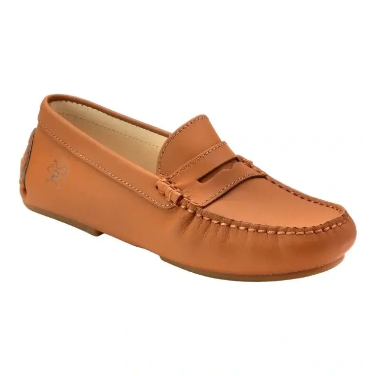 Tan Sahara Leather Soft Loafer for Girl by London Kids - Tan loafers for girls