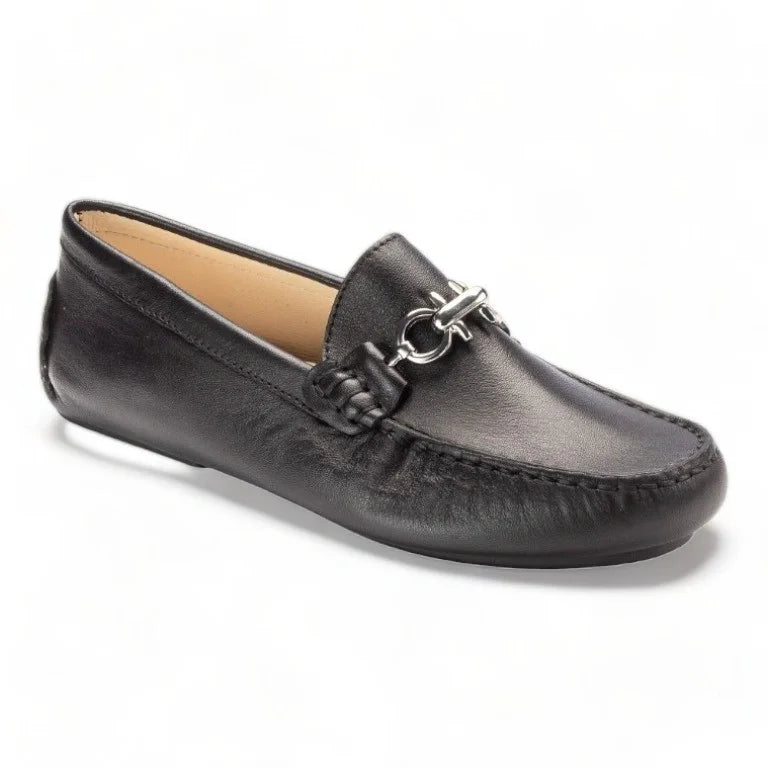 Black soft leather loafer for girls, teens, and women by London Kids - casual wear styling