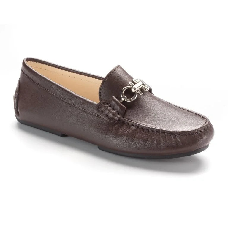 Brown soft leather soft loafer for girl, teen, and women by London Kids