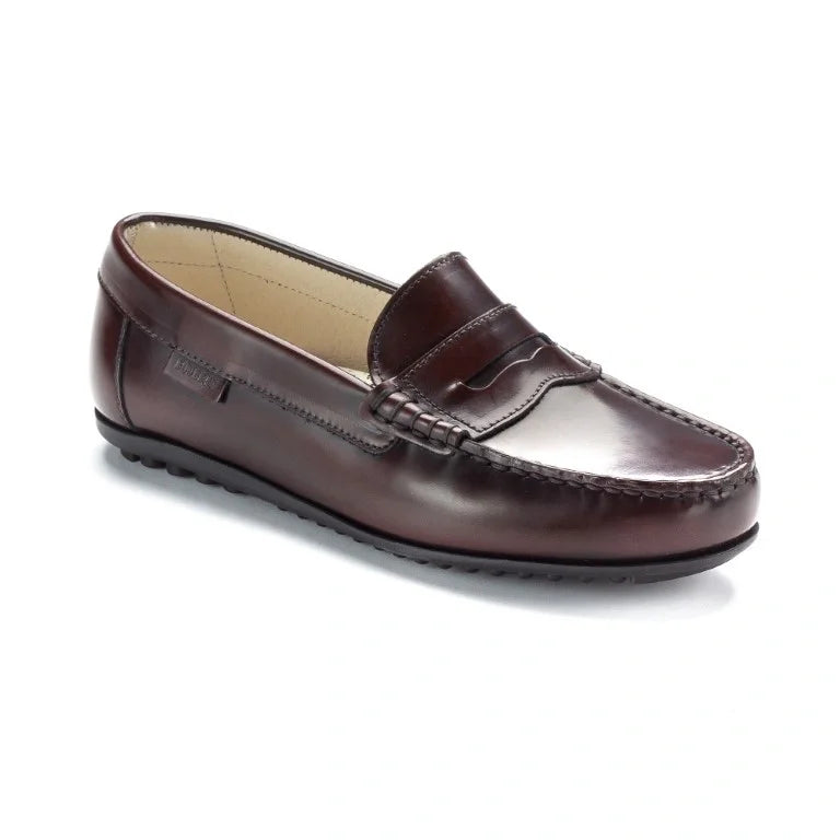 Bordo Polished Leather Soft Loafer for Girl by London Kids - Stylish and comfortable girls' loafers crafted from polished leather.