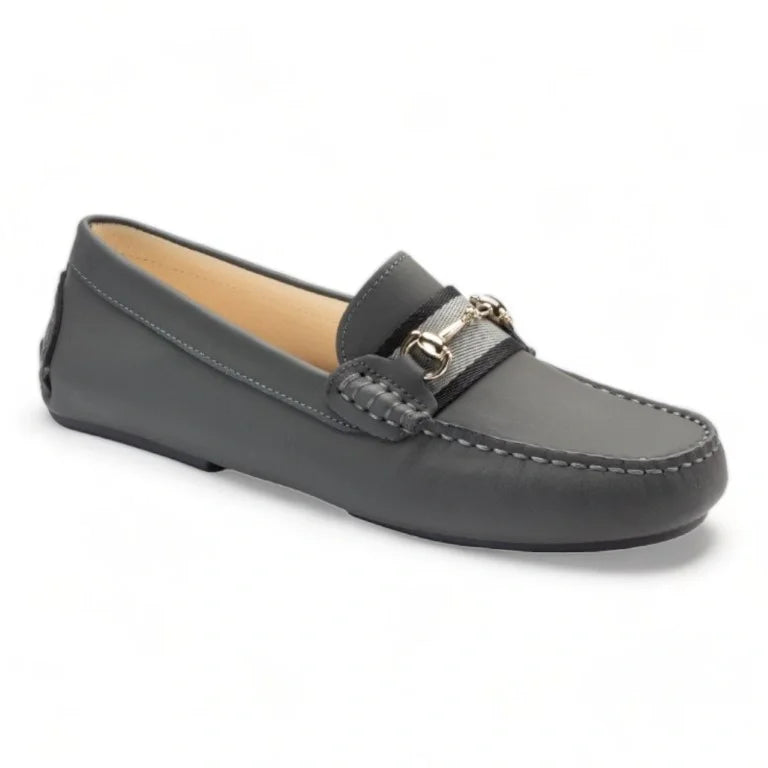 Gray Sahara Leather Soft Loafer for girl by London Kids - Gray Sahara Leather Soft Loafer for girl - London Kids - casual soft loafer - Sahara leather - girl's footwear