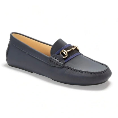 Navy Sahara Leather Soft Loafer for Girl by London Kids - stylish and comfortable loafers for girls