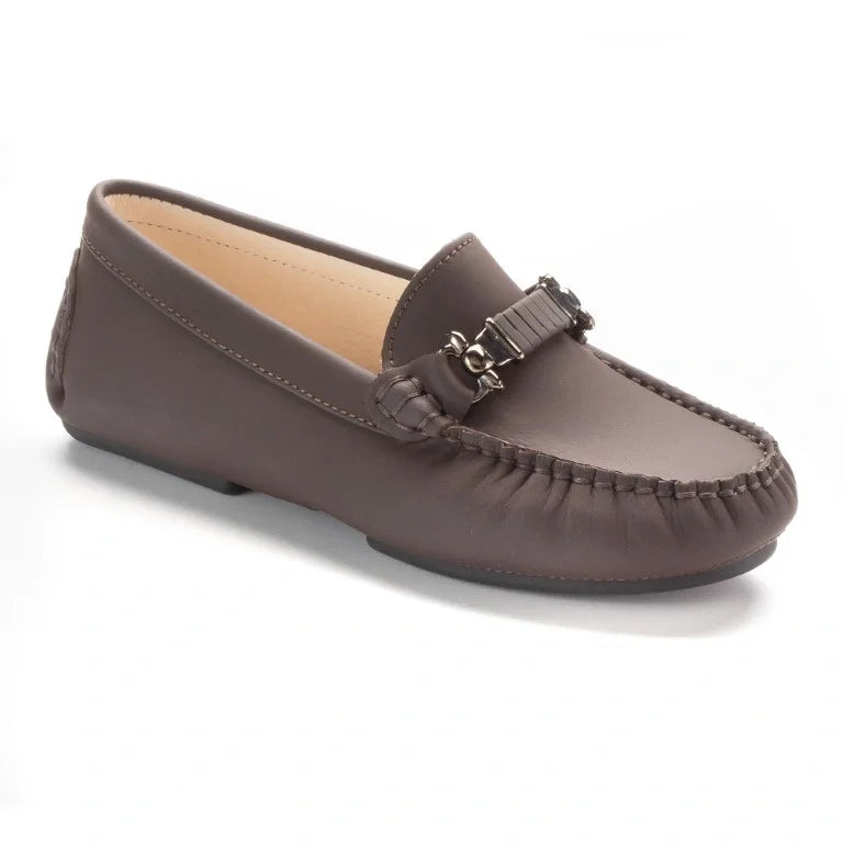 Brown Sahara Leather Soft Loafer for girls, teens, and women by London Kids - stylish and comfortable footwear.