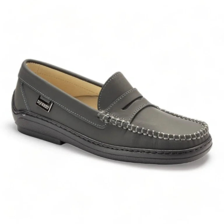 Gray Sahara Leather Soft Loafer for a stylish girl by London Kids - gray color, Sahara leather material, casual wear.