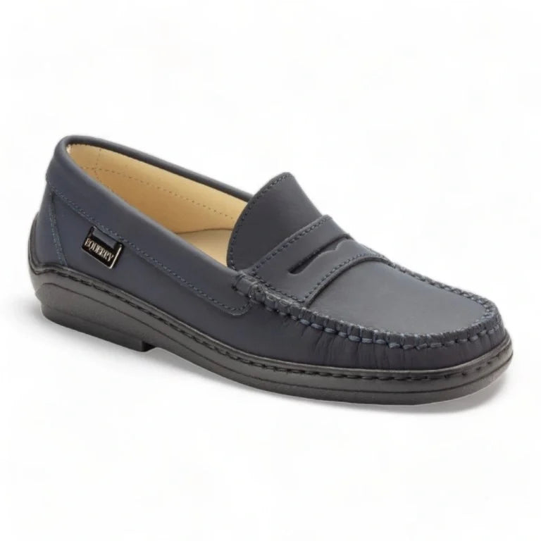 Navy Sahara Leather Soft Loafer for Girl by London Kids - Navy Soft Loafer for Girls