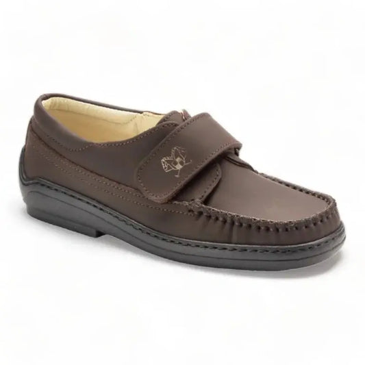 Brown Sahara Leather Velcro sneakers for boys by London Kids