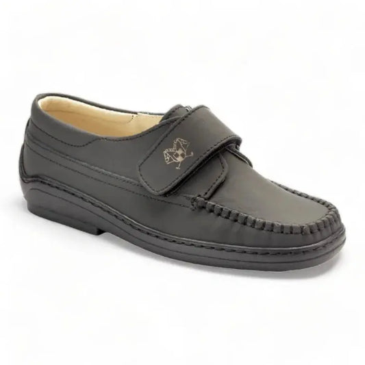 Gray Sahara Leather Velcro shoes for boys by London Kids - trendy and comfortable choice for casual wear.