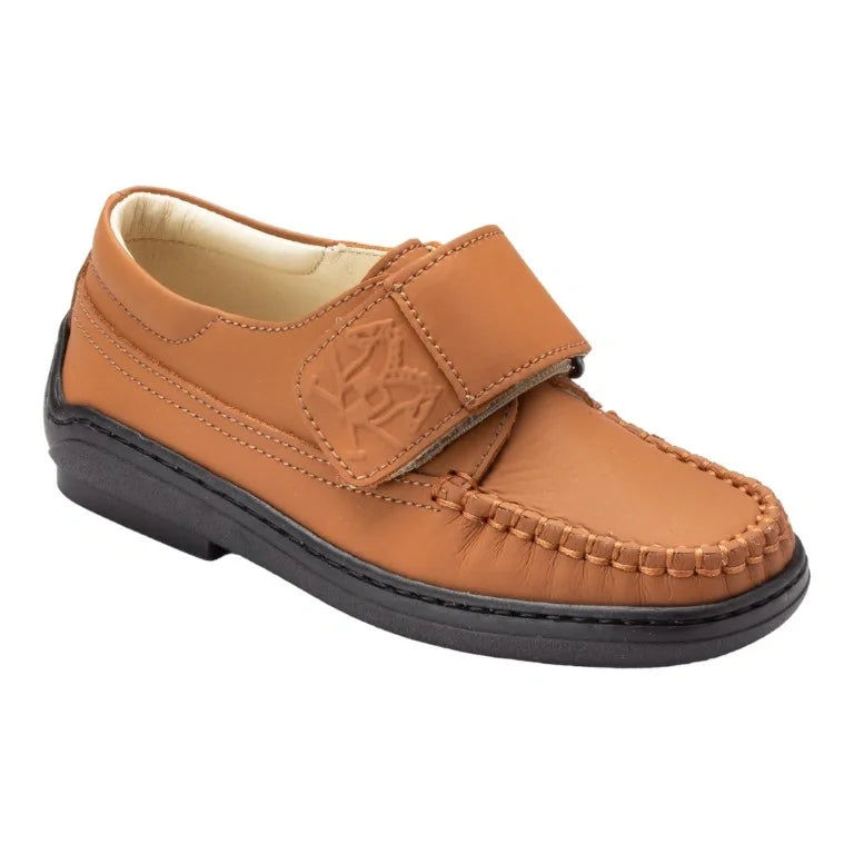 Tan Sahara Leather Velcro sneakers for boys by London Kids - Casual style