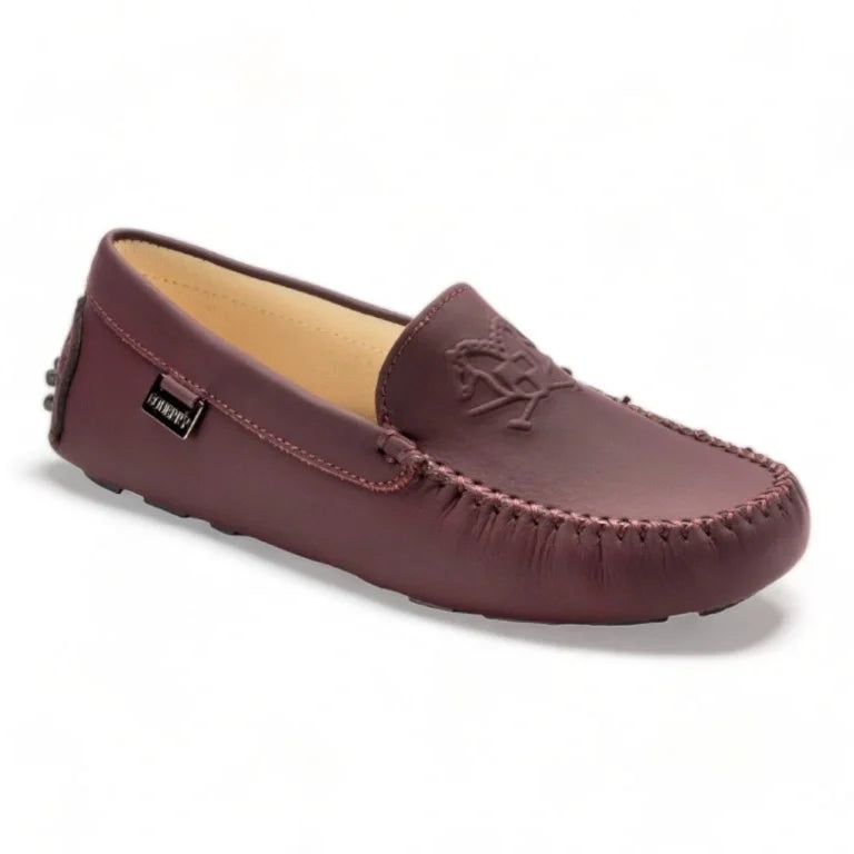 Bordo Sahara Leather Soft Loafer for Girl by London Kids - stylish and comfortable moccasins for girls.