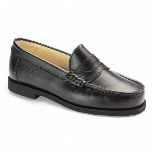 Stylish Black Polished Leather Hard Loafer for boys and girls by London Kids