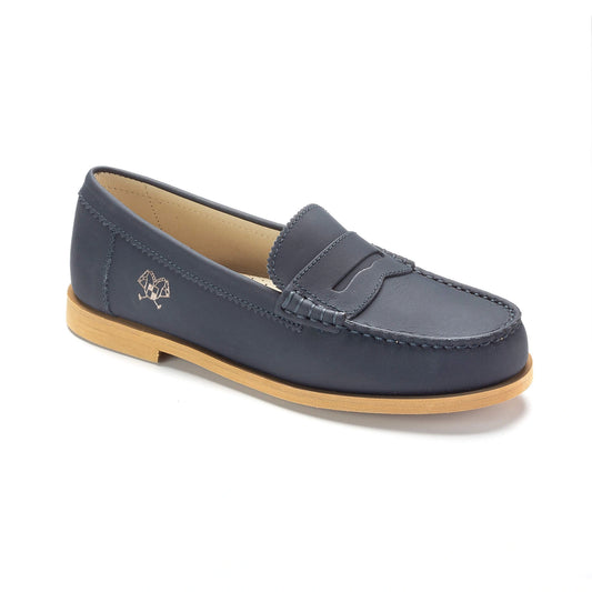 Navy Sahara with Beige Sole Girls School Loafer