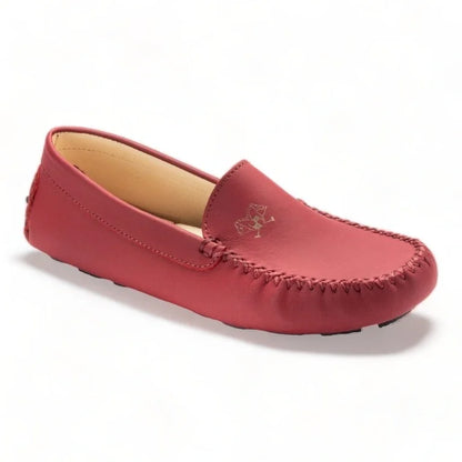 Dark Red Sahara Leather Soft Loafer for Girl by London Kids - Girls casual loafers crafted from premium Sahara leather.