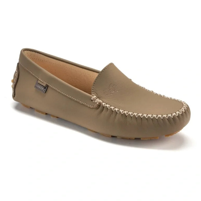 Taupe Sahara Leather Soft Loafer for girl by London Kids - Taupe color, Sahara leather material, casual wear, soft loafers.