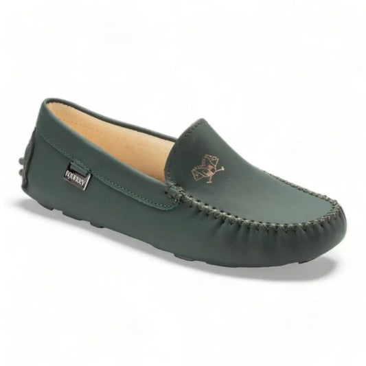 Green Sahara Leather Soft Loafer for Girl by London Kids - Green Sahara Leather Soft Loafer for Girl by London Kids, perfect for casual wear.