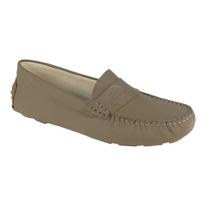 Taupe Sahara Leather Soft Loafer for girl by London Kids - stylish and comfortable summer footwear for girls.