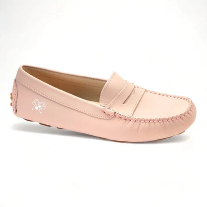 Stylish and comfortable nude Sahara leather soft loafer for girls by London Kids.