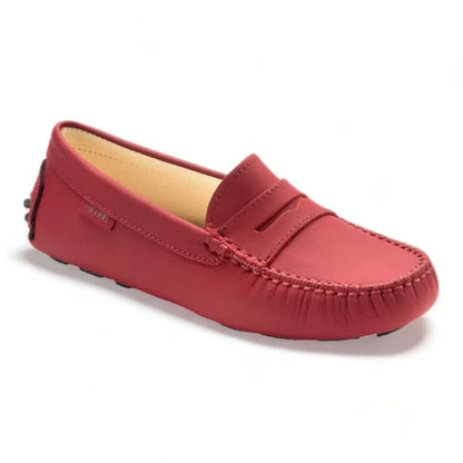 Dark red Sahara leather soft loafer for girls by London Kids - stylish and comfortable footwear for casual occasions.