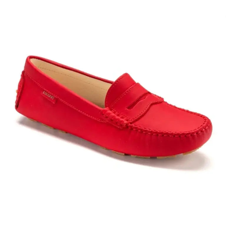 Red Sahara Leather Soft Loafer for Girl by London Kids - Red color, Sahara Leather material, perfect for casual occasions.