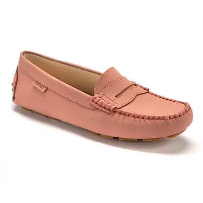 Salmon Sahara Leather Soft Loafer for Girl by London Kids - Salmon color, Sahara Leather material, perfect for casual occasions.