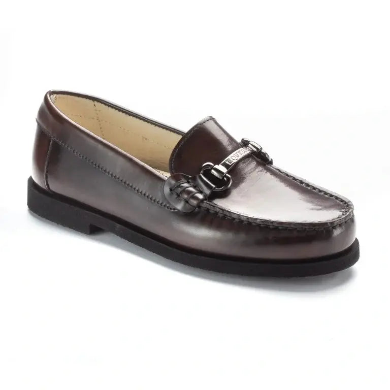 Stylish Brown Polished Leather Hard Loafer by London Kids