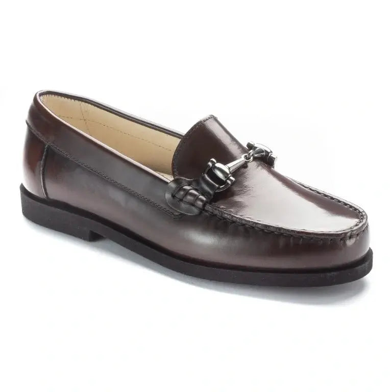 Brown polished leather hard loafer for girl/boy by London Kids - BRSH