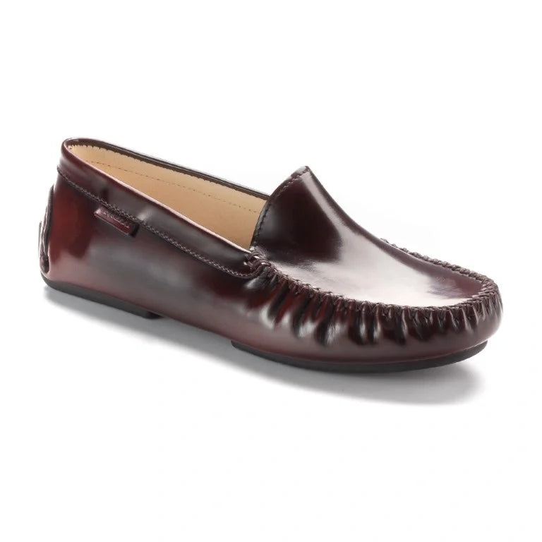 Bordo Polished Leather Soft Loafer for Girl Teen Women by London Kids - stylish and comfortable moccasin loafers for casual wear.